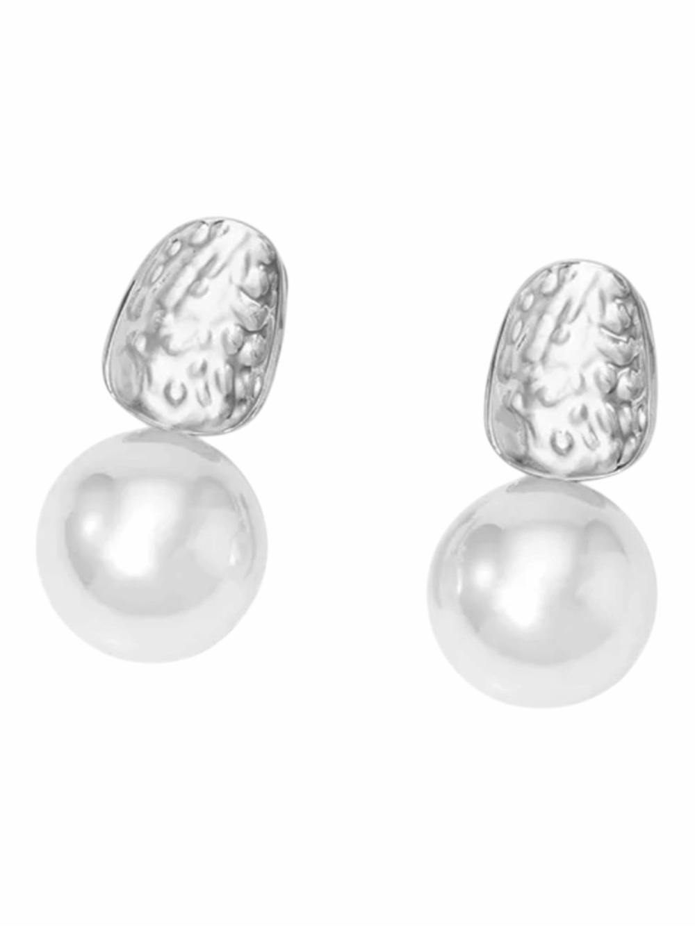 Textured Top Pearl Drop Earrings NWT Gold Plated PVD Coated